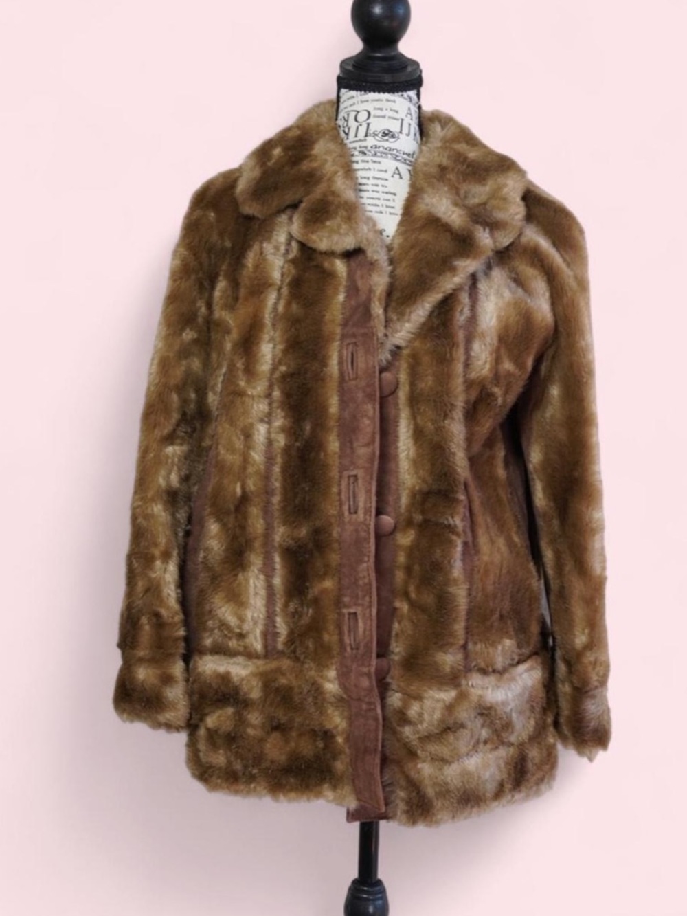 Women's Brown Faux Fur Teddy Jacket - Plush Button-Front Coat